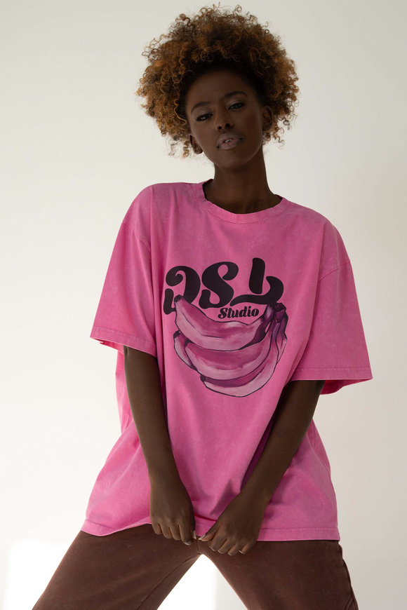 T-SHIRT BANANAS VINTAGE PINK