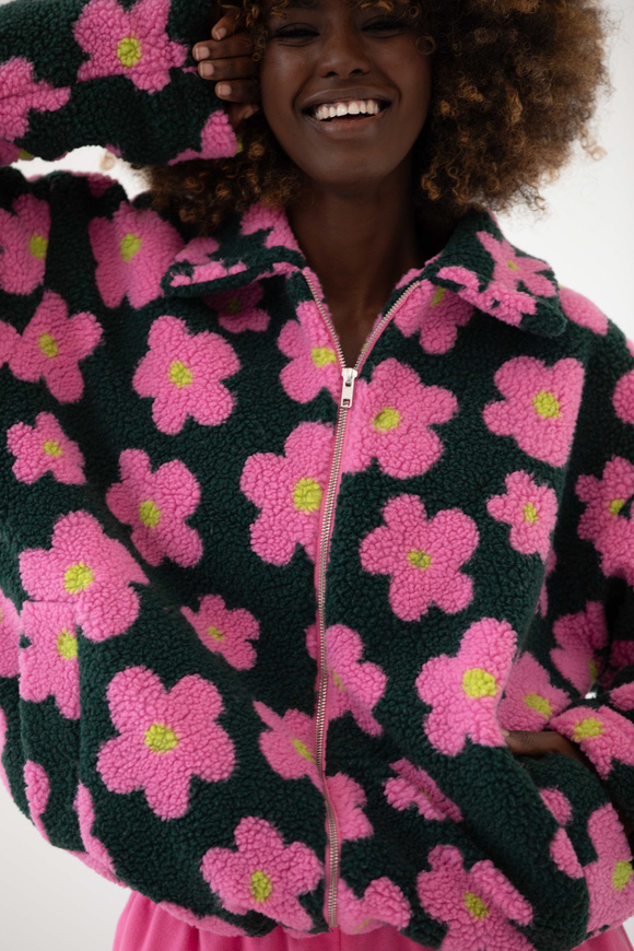 PINK BLOSSOM TEDDY PULLOVER