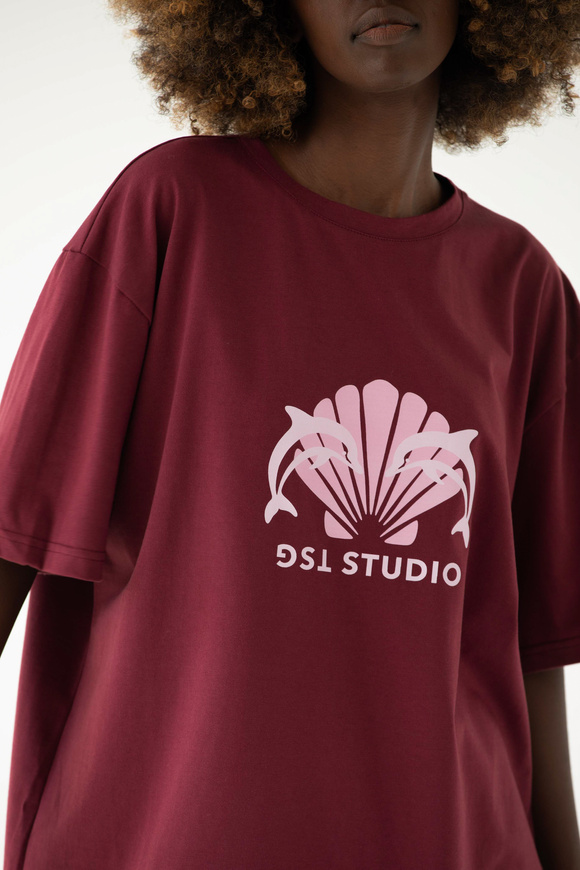 T-SHIRT OCEAN LOVE BURGUNDY