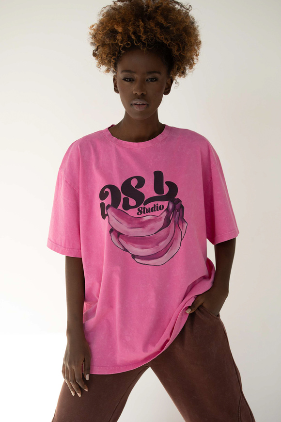 T-SHIRT BANANAS VINTAGE PINK