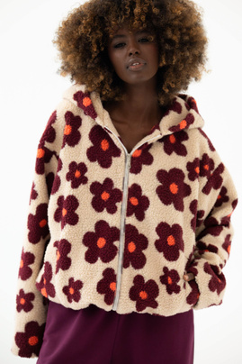 BURGUNDY BLOSSOM TEDDY PULLOVER